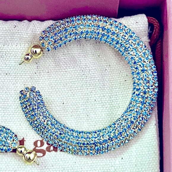 🌺🎉HP🎉🌺 NWT Cult Gaia Mira Crystal Earrings Light Sapphire - Picture 7 of 16